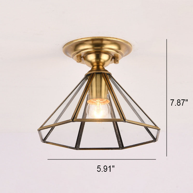 European Brass Glass Cone Ceiling Light — F / 110V-120V For US/CA