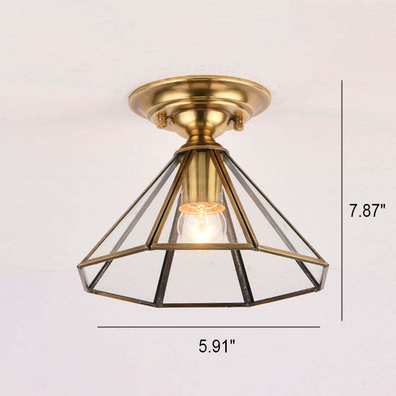 European Brass Glass Cone Ceiling Light — F / 110V-120V For US/CA