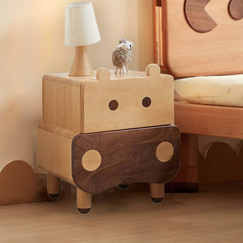 Kids Bear Wood 1-Drawer Nightstand