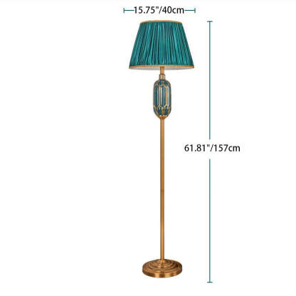 Vintage European Pleated Fabric Ceramic Floor Lamp