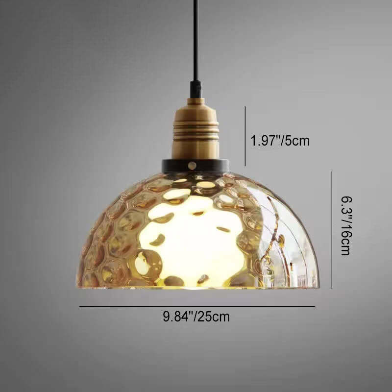 Nordic Vintage Amber Water Glass Dome Pendant