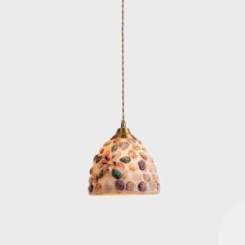 Tiffany Shell Stained Glass Semicircle Pendant Light