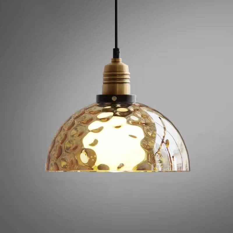 Nordic Vintage Amber Water Glass Dome Pendant