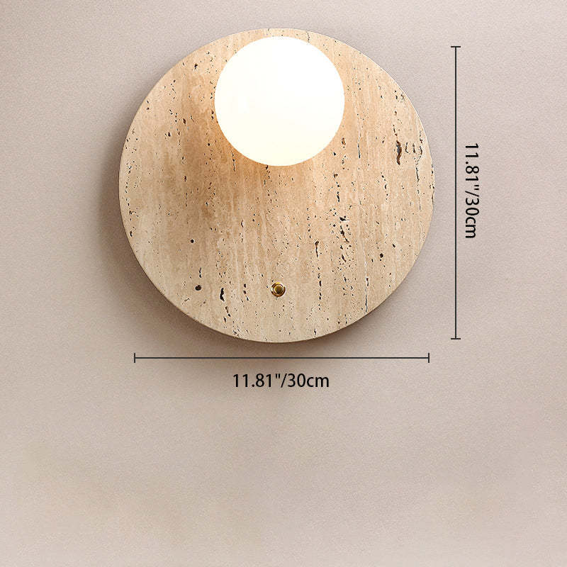 Japanese Oval Yellow Travertine Sconce
