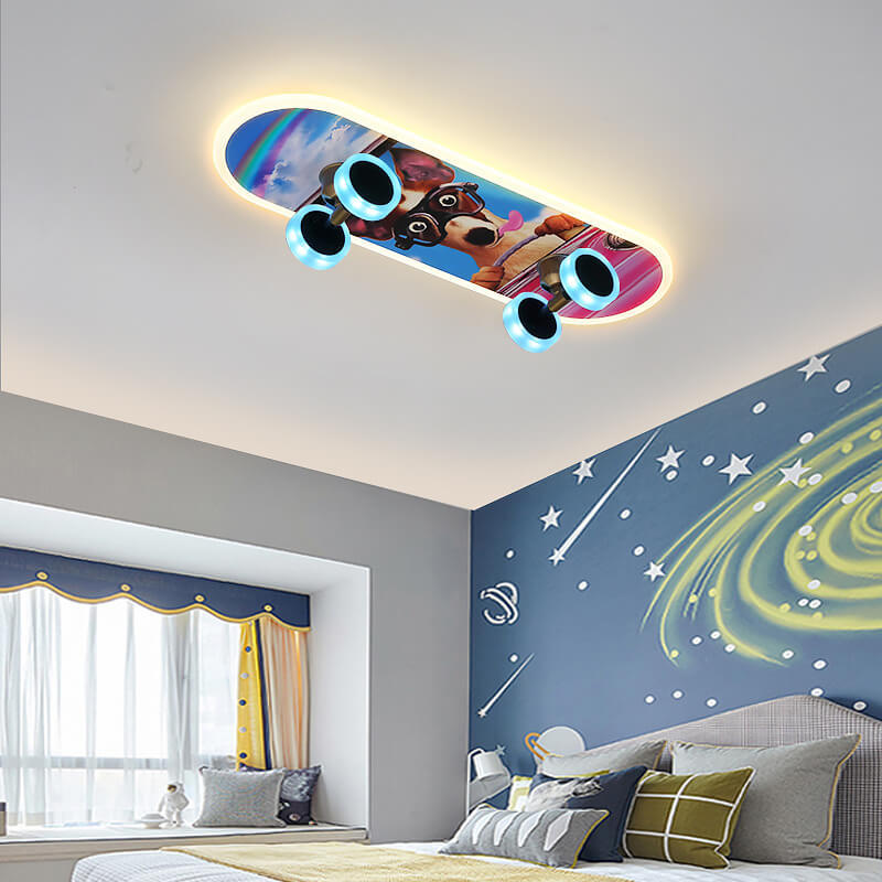 Cartoon Skateboard Acrylic LED Kids Flush Mount Light