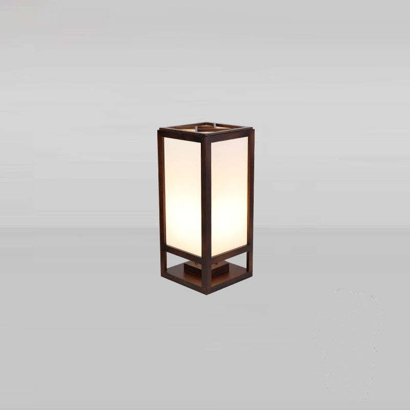 Chinese Rectangular Parchment Wood Floor Lamp