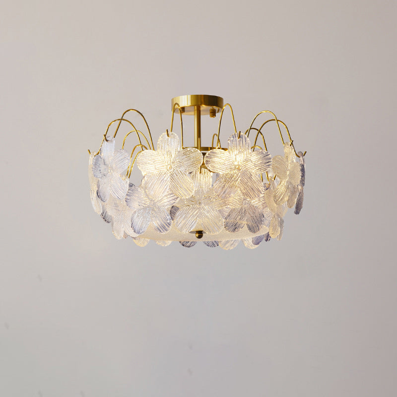French Iron Round Flower 5/6-Light Ceiling Light