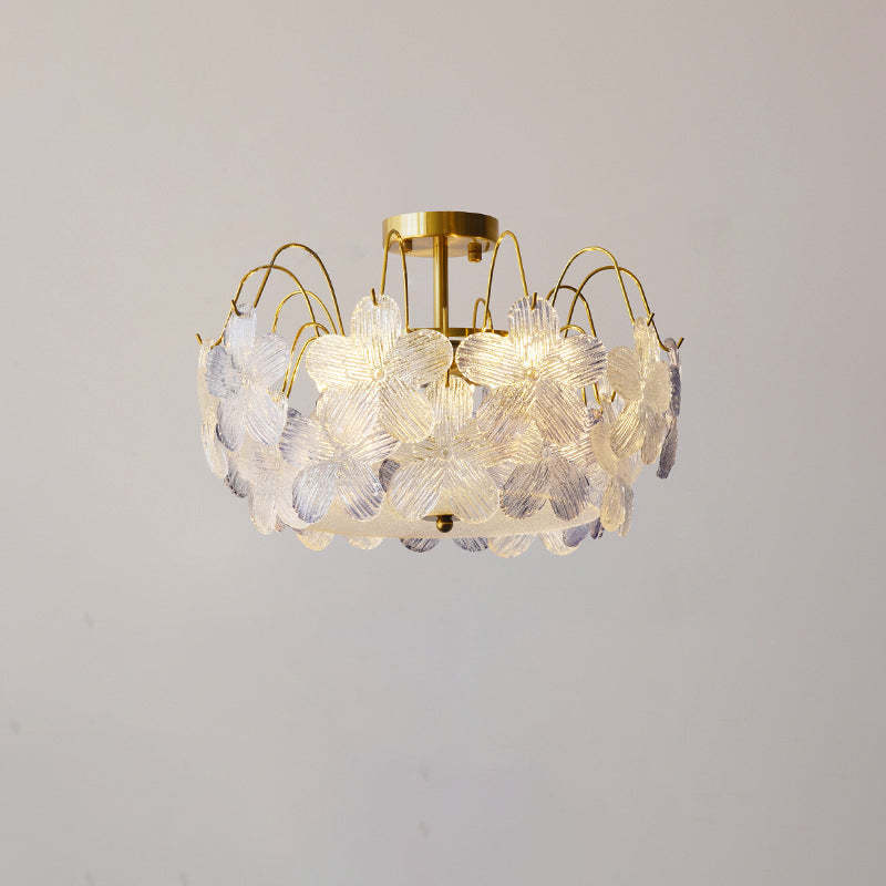 French Iron Round Flower 5/6-Light Ceiling Light
