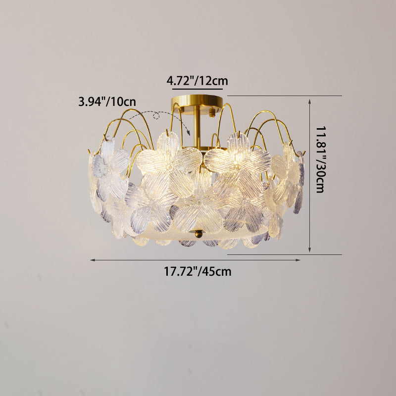 French Iron Round Flower 5/6-Light Ceiling Light