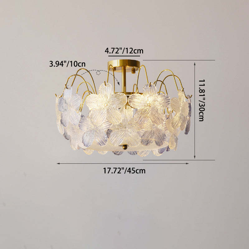 French Iron Round Flower 5/6-Light Ceiling Light