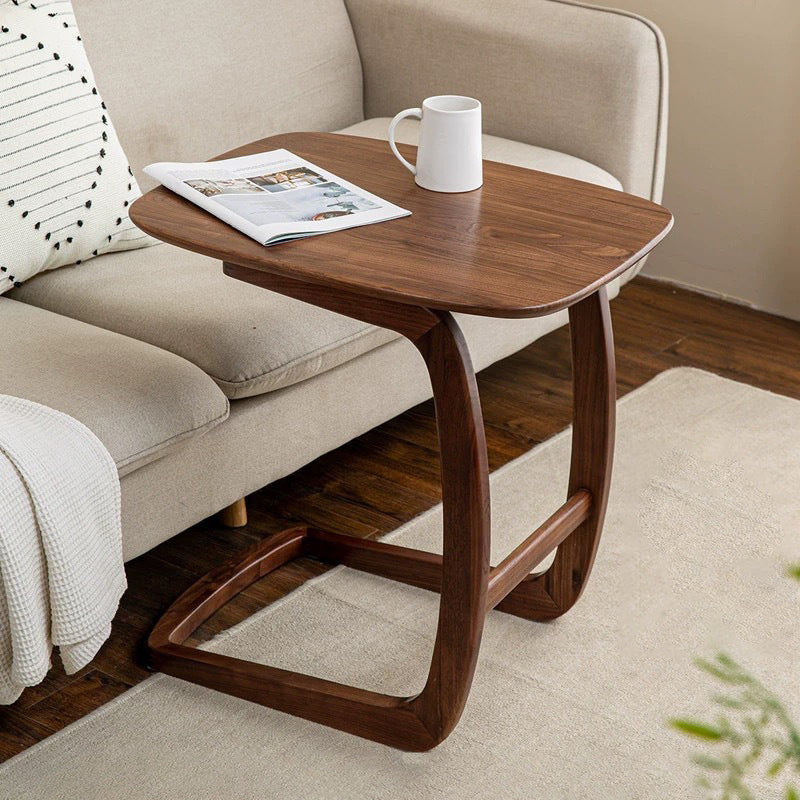 Nordic C-Shape Walnut Ash Wood End Table