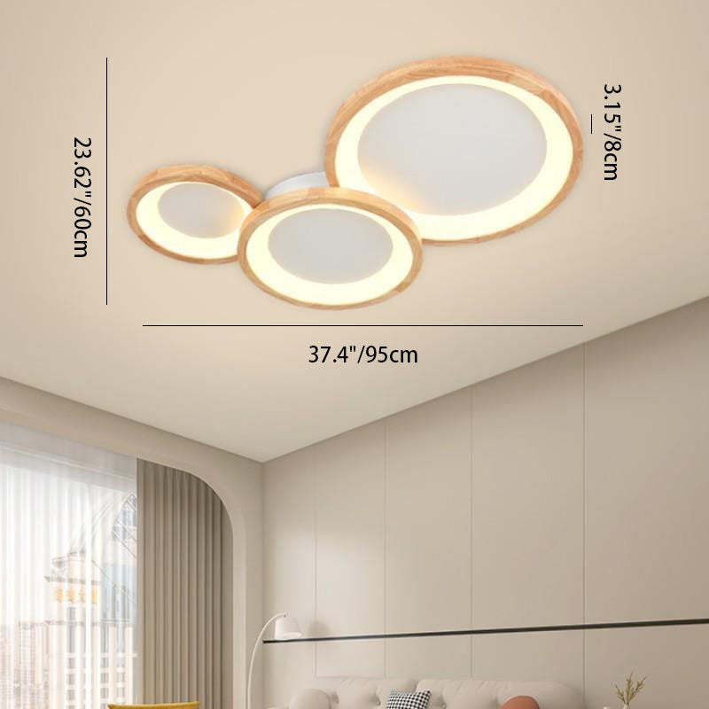 Nordic Wood Frame Acrylic Round LED Flush Mount Light