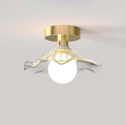 Modern Glass Iron Flower 1-Light Semi-Flush Ceiling Light