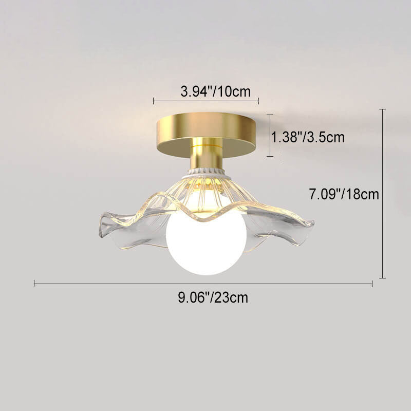 Modern Glass Iron Flower 1-Light Semi-Flush Ceiling Light — B / 220V-240V For UK/AU