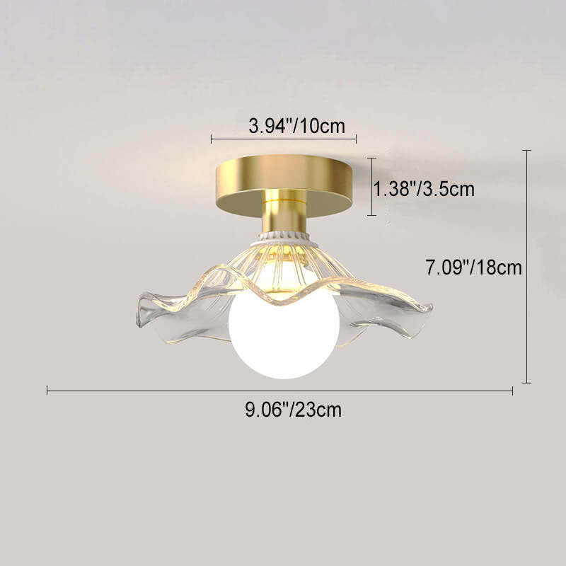 Modern Glass Iron Flower 1-Light Semi-Flush Ceiling Light — B / 220V-240V For UK/AU