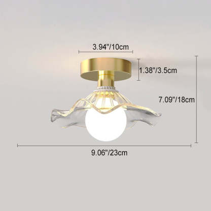 Modern Glass Iron Flower 1-Light Semi-Flush Ceiling Light — B / 220V-240V For UK/AU