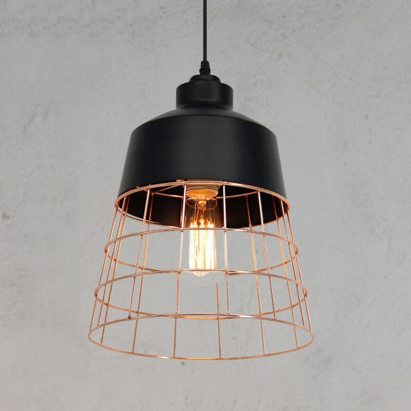 Nordic Iron Geometric Cage Pendant Light