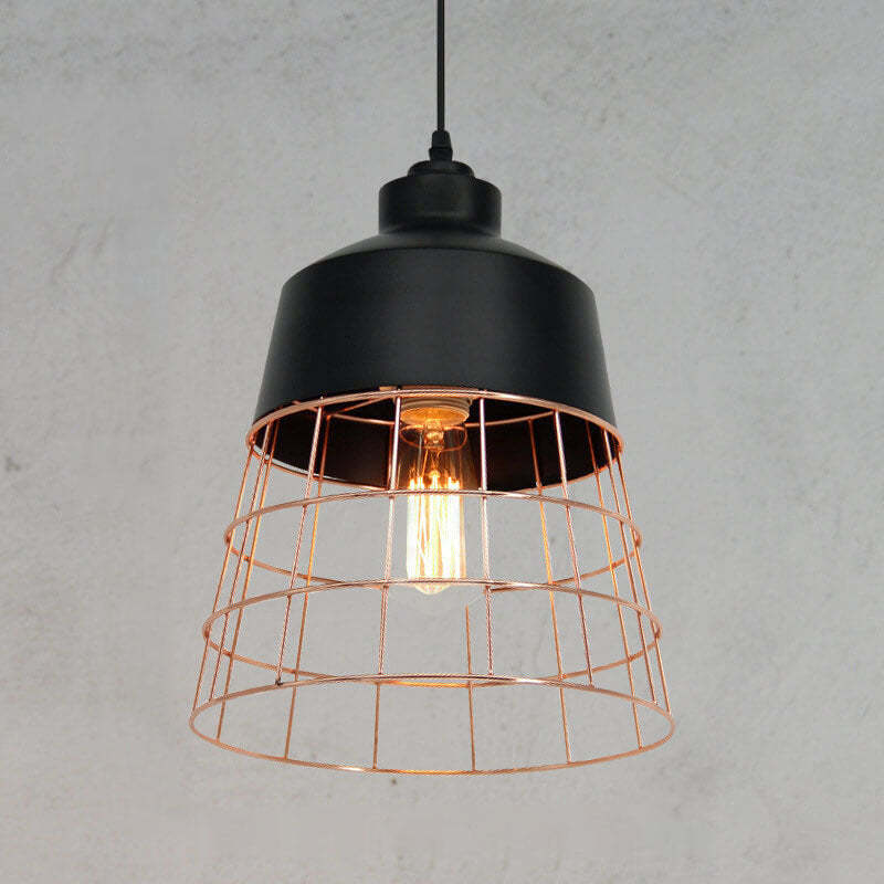 Nordic Iron Geometric Cage Pendant Light