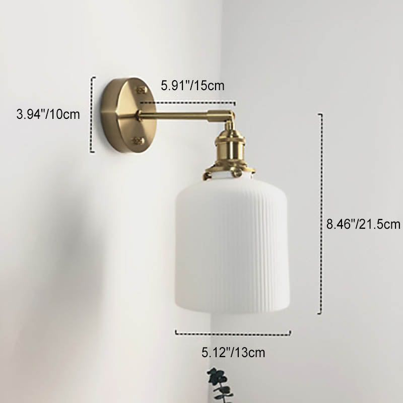 Japanese Retro Cylinder Oval Brass Lucite Wall Sconce