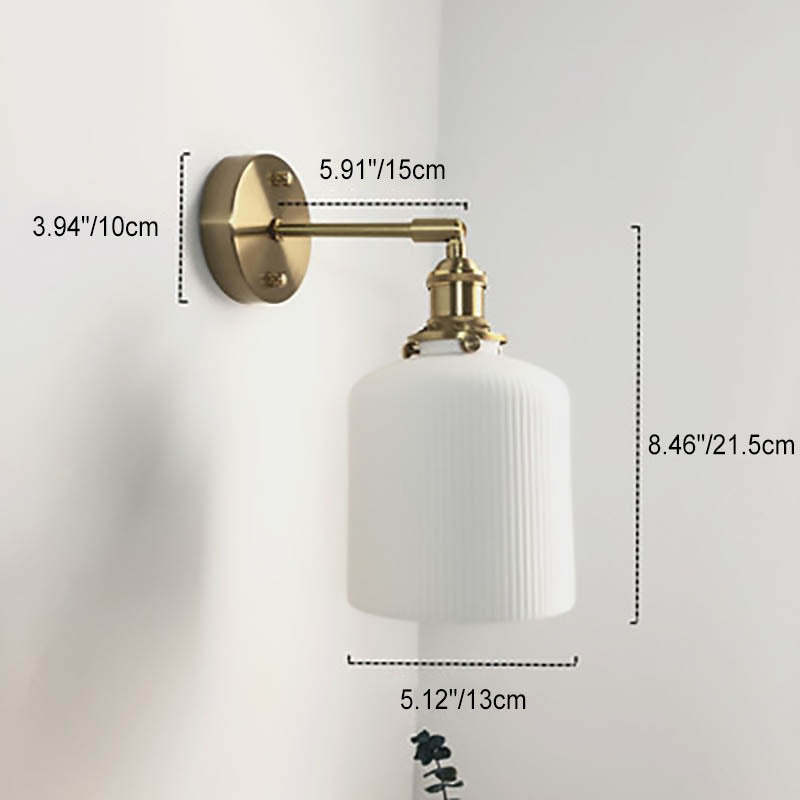 Japanese Retro Cylinder Oval Brass Lucite Wall Sconce