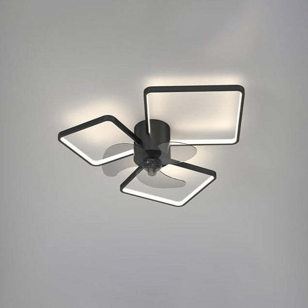 Modern Geometric Square LED Flush Mount Ceiling Fan Light