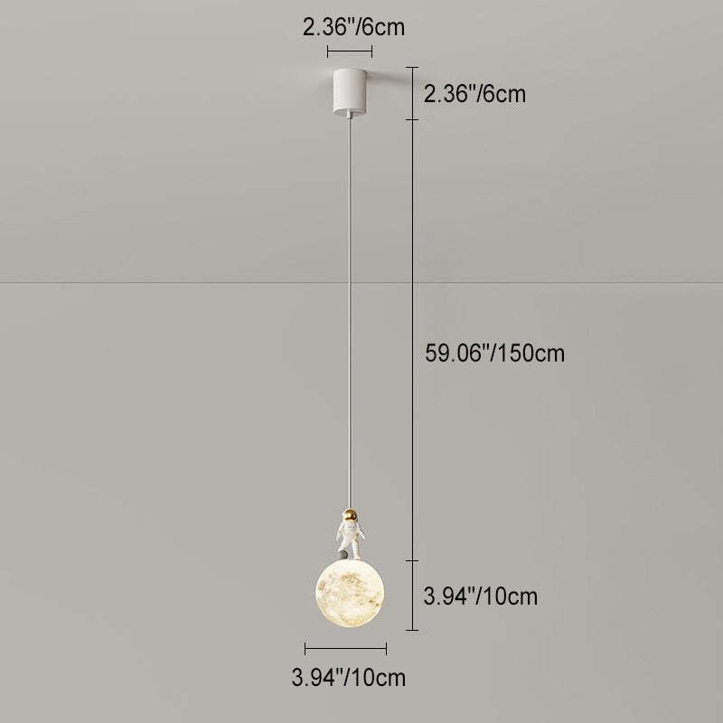 Minimalist Astronaut Moon Iron Resin LED Pendant Light
