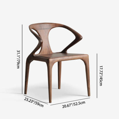 Traditional Chinese Walnut Curved Dining Chair — G