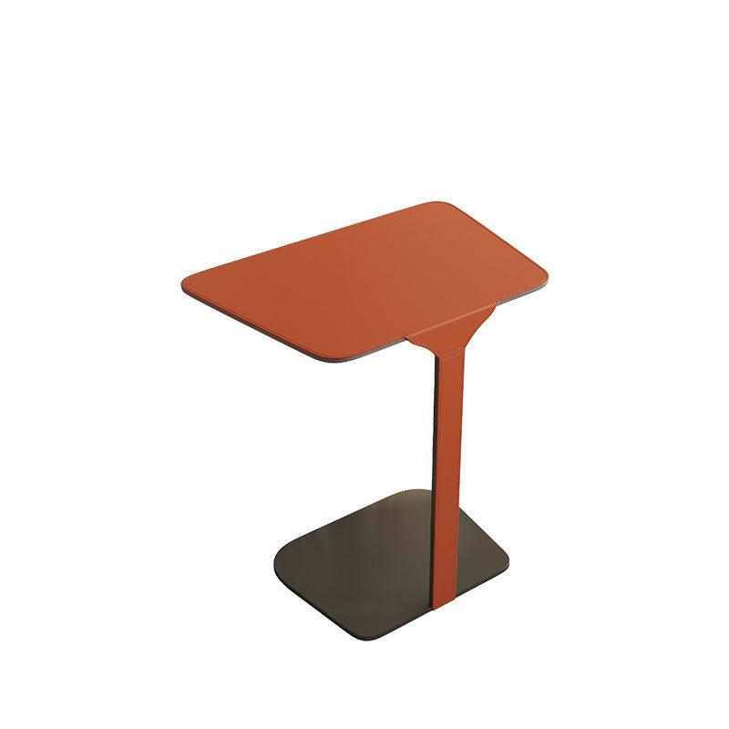 Scandinavian Saddle Leather C-Shaped End Table
