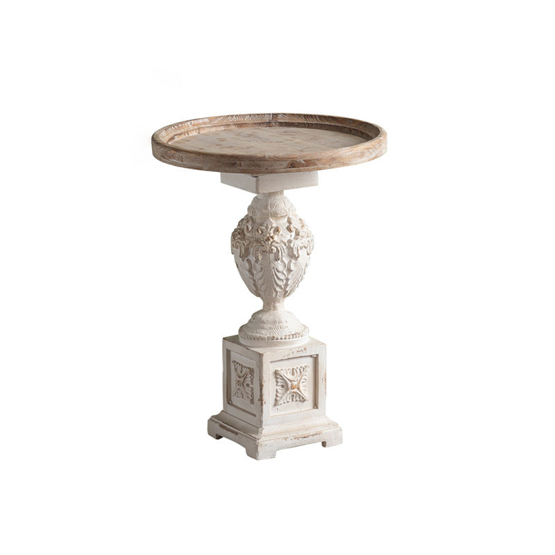 European Roman Column Carved Wood Side Table