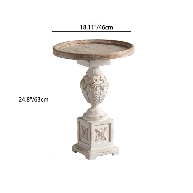 European Roman Column Carved Wood Side Table