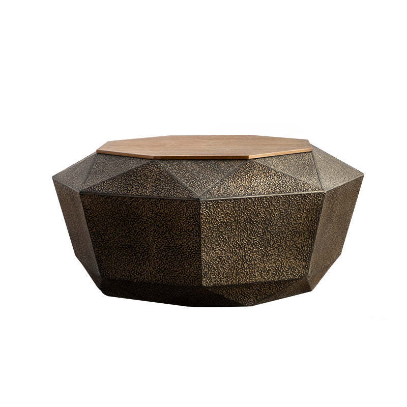 Retro Polygon Iron Pine Coffee Table