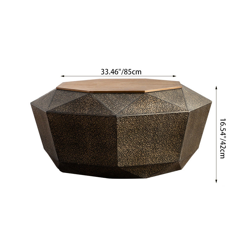 Retro Polygon Iron Pine Coffee Table