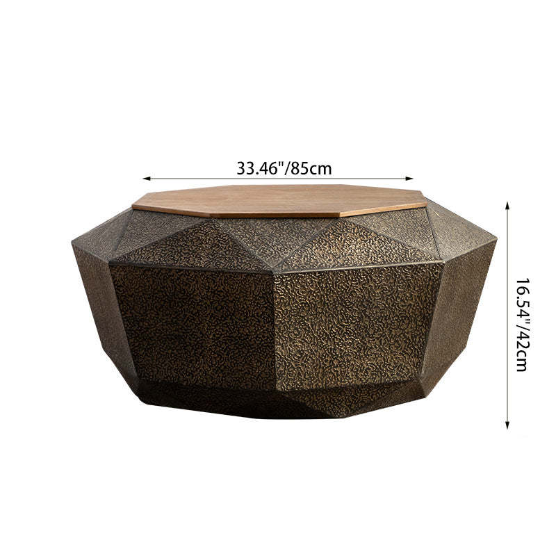 Retro Polygon Iron Pine Coffee Table