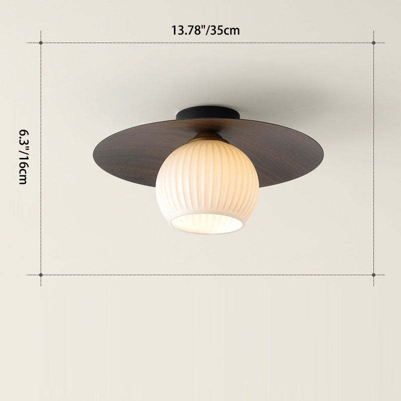 Nordic Round Domed Iron Glass Ceiling Light
