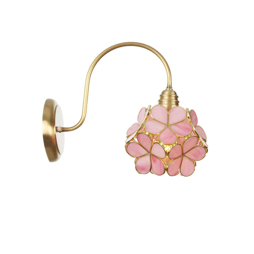 European Tiffany Vintage Brass Glass Sconce
