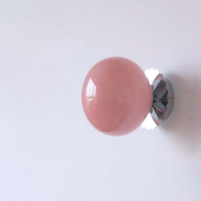 Modern Vintage Iron Glass Round Wall Sconce
