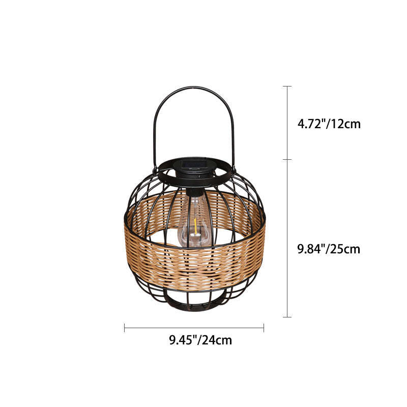 Vintage Rattan Iron Ball Outdoor Light