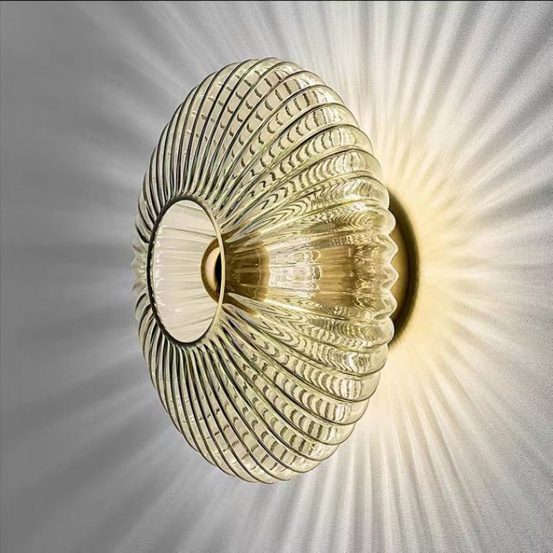 Nordic Vintage Striped Glass Disc Sconce