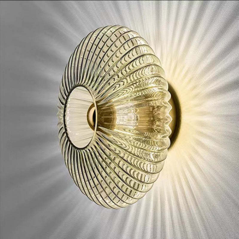 Nordic Vintage Striped Glass Disc Sconce
