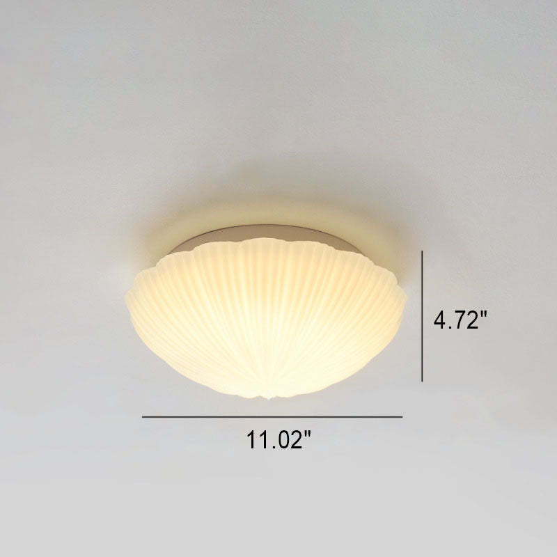Modern French Cream Shell Glass LED Flush Mount Light