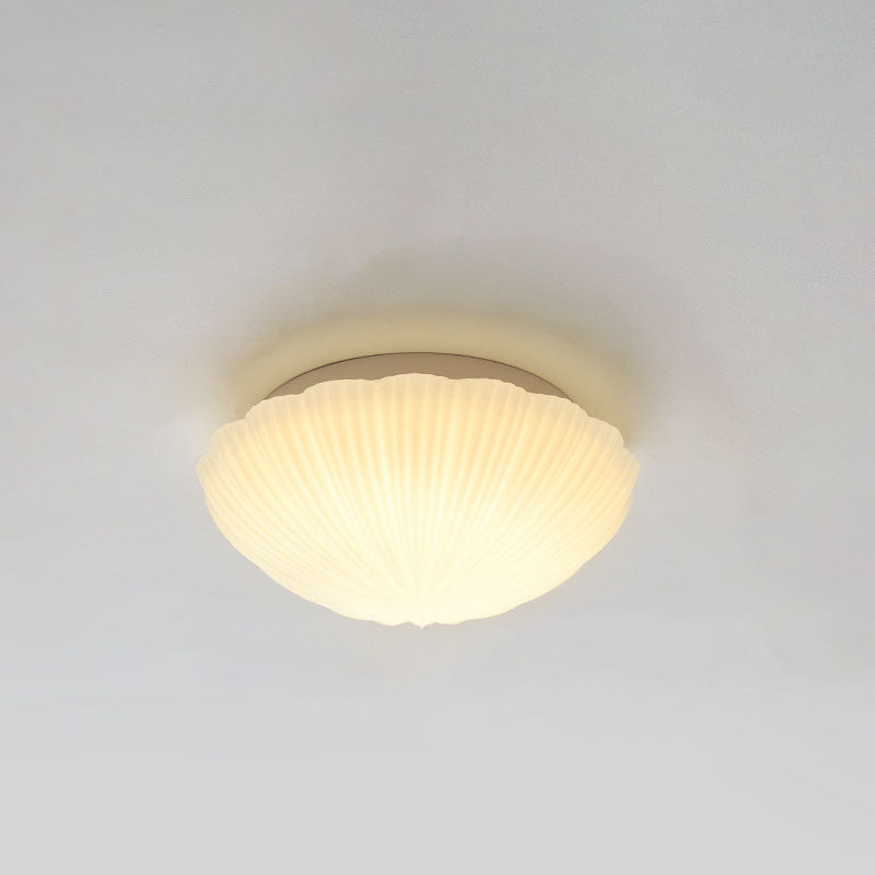 Modern French Cream Shell Glass LED Flush Mount Light