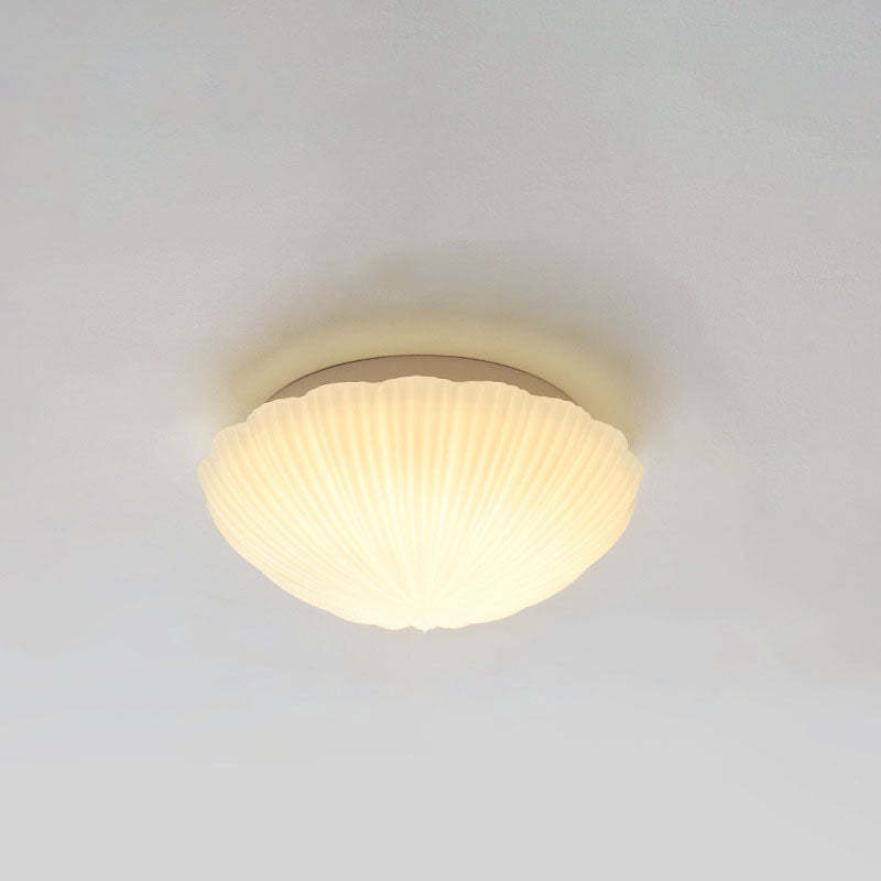 Modern French Cream Shell Glass LED Flush Mount Light
