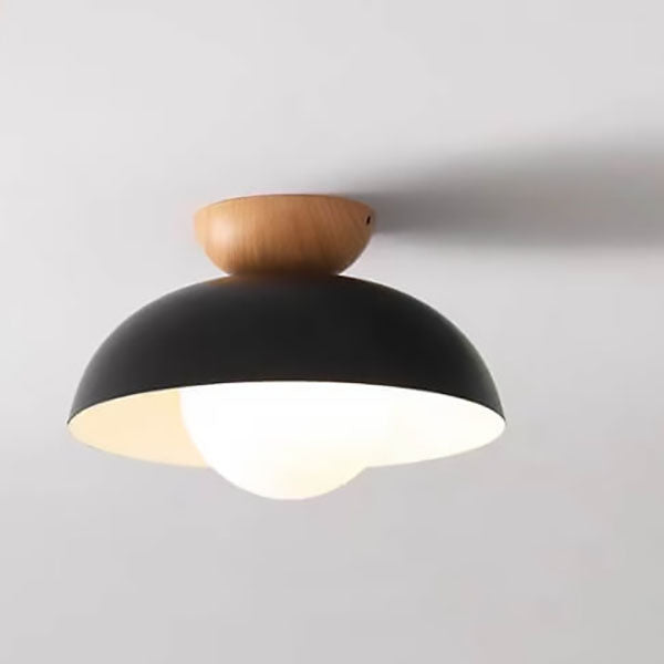 Modern Wrought Iron Log Bowl Semi-Flush Ceiling Light
