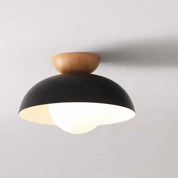 Modern Wrought Iron Log Bowl Semi-Flush Ceiling Light