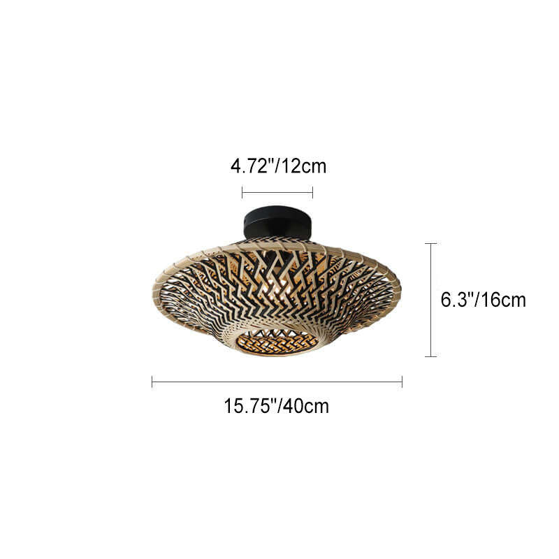 Chinese Zen Bamboo Flying Saucer Ceiling Light — 220V-240V For UK/AU