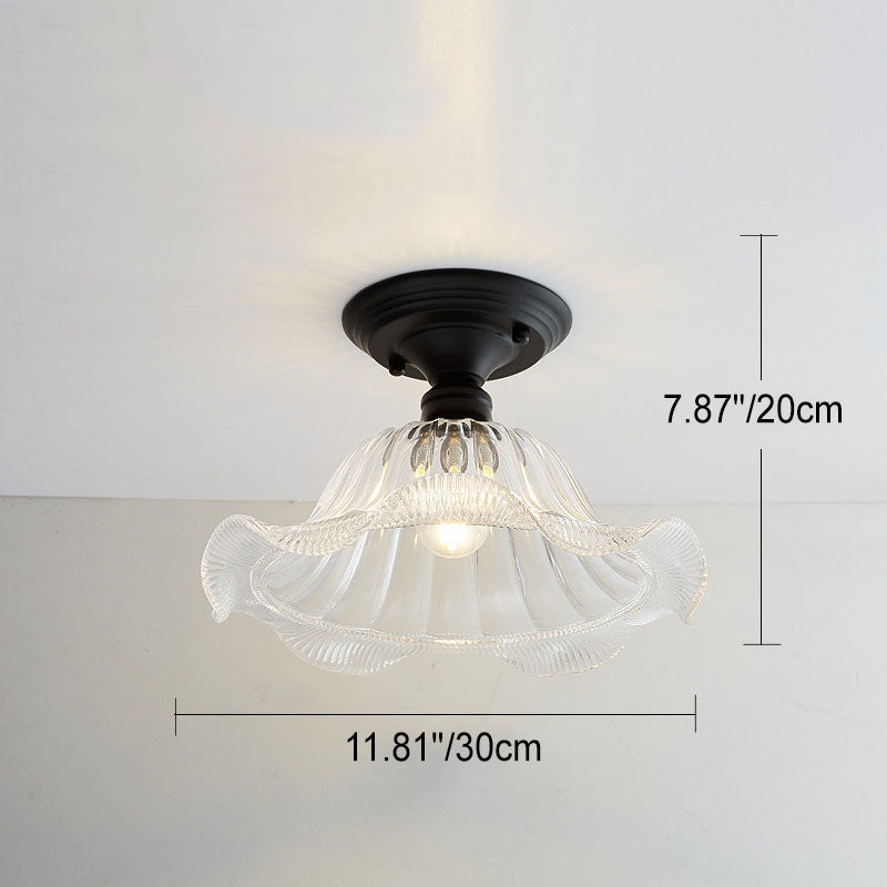 Nordic Vintage Glass Floral Geometry Semi-Flush Light