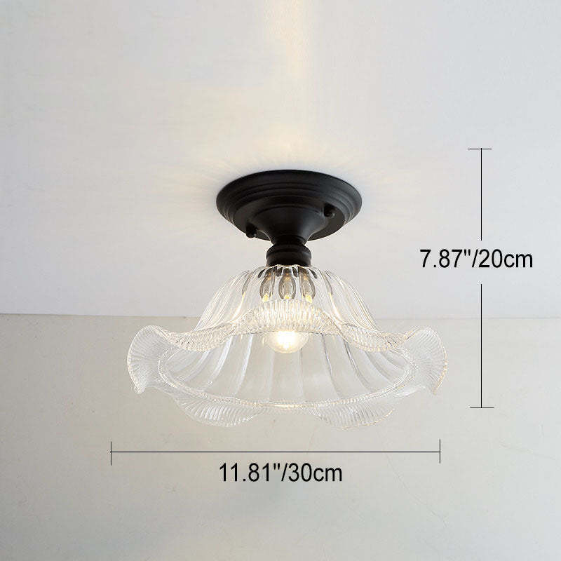 Nordic Vintage Glass Floral Geometry Semi-Flush Light
