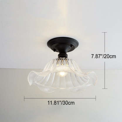 Nordic Vintage Glass Floral Geometry Semi-Flush Light