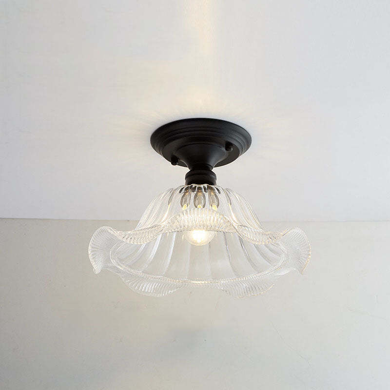 Nordic Vintage Glass Floral Geometry Semi-Flush Light