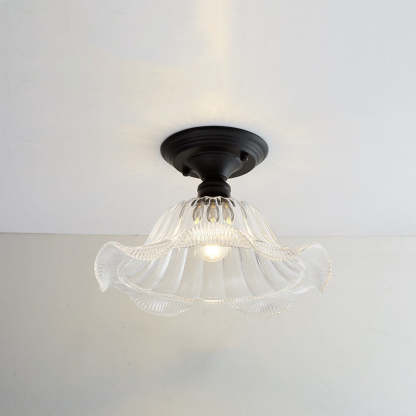 Nordic Vintage Glass Floral Geometry Semi-Flush Light